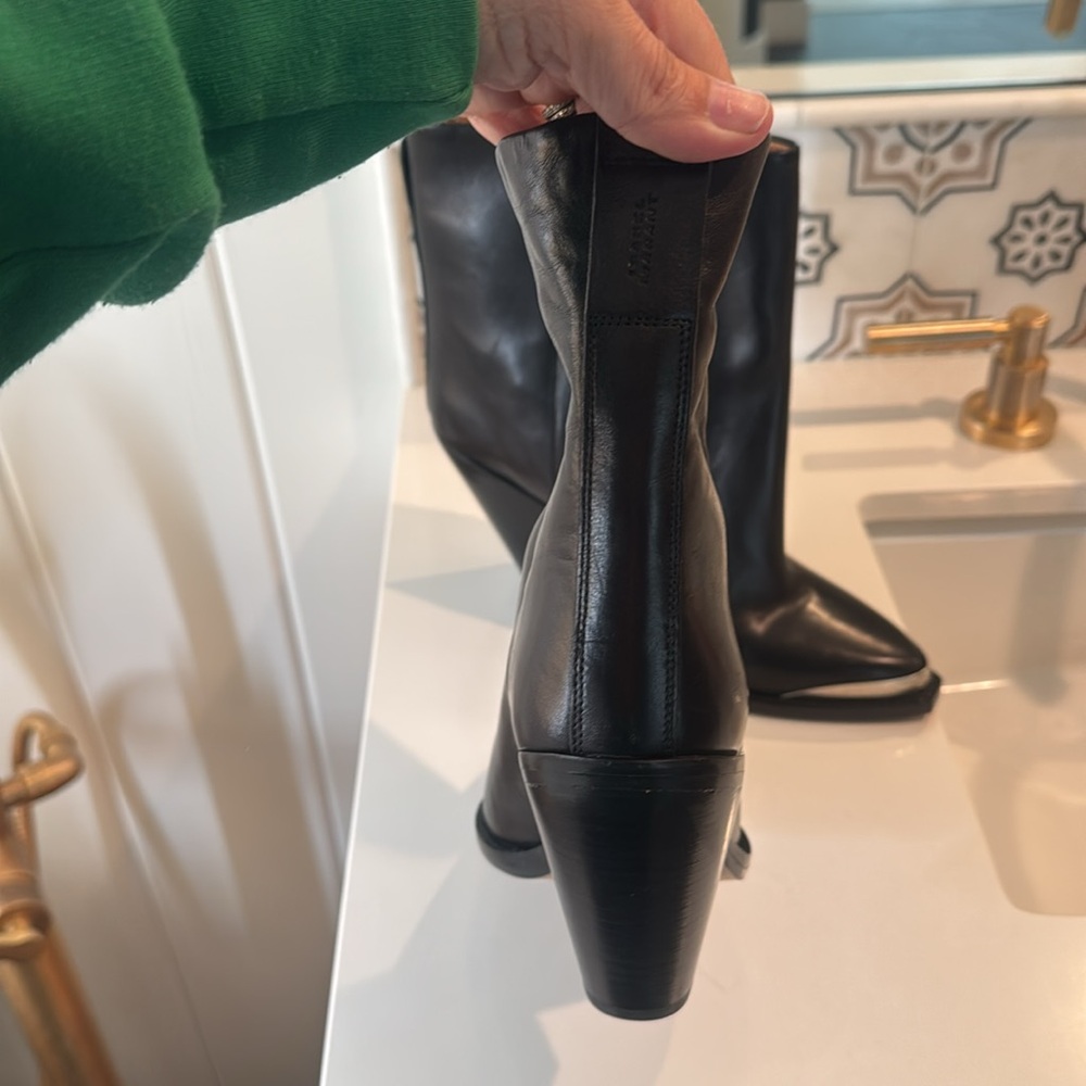 Isabel Marant Ladel Low black leather ankle boots with silver toe - Picture 6 of 10